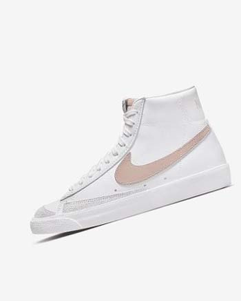 White / Coral / White / Pink Women's Nike Blazer Mid '77 Vintage Sneakers | UK5557