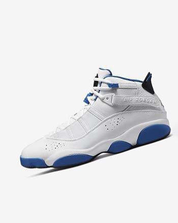 White / Dark Blue / White / Black Men's Nike Jordan 6 Rings Basketball Shoes | UK2643