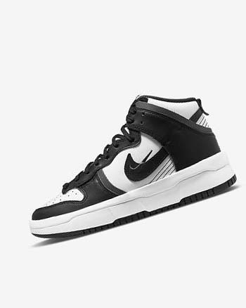 White / Dark Grey / Black Women's Nike Dunk High Up Sneakers | UK2590