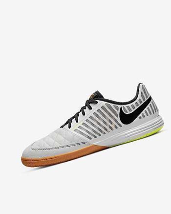 White / Deep Yellow / Black Men's Nike Lunar Gato II IC Football Shoes | UK2354