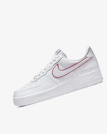 White / Green / Metal Silver / Red Men's Nike Air Force 1 Sneakers | UK4657