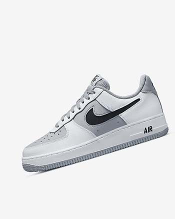 White / Grey / Black Men's Nike Air Force 1 '07 LV8 Sneakers | UK5164