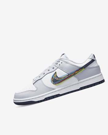 White / Grey / Blue Men's Nike Dunk Low Sneakers | UK5226