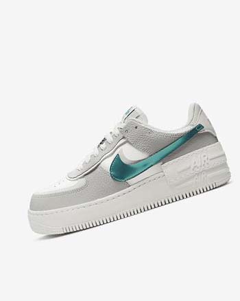 White / Grey / White Women's Nike Air Force 1 Shadow Sneakers | UK1128