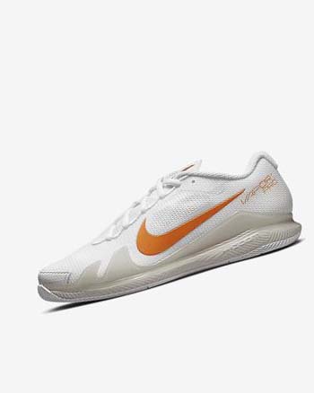 White / Light Beige / Blue Women's Nike Court Air Zoom Vapor Pro Tennis Shoes | UK1195