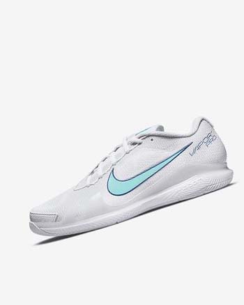 White / Light Beige / Deep Royal Blue / Turquoise Men's Nike Court Air Zoom Vapor Pro Tennis Shoes | UK5213