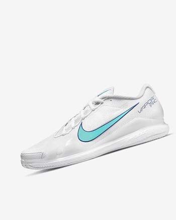 White / Light Beige / Deep Royal Blue / Turquoise Men's Nike Court Air Zoom Vapor Pro Tennis Shoes | UK5503