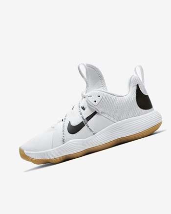 White / Light Brown / Black Men's Nike React HyperSet Volleyball Shoes | UK2787