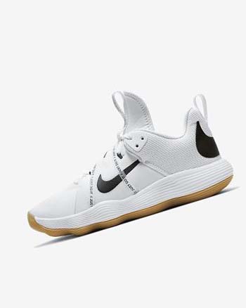 White / Light Brown / Black Women's Nike React HyperSet Volleyball Shoes | UK2956