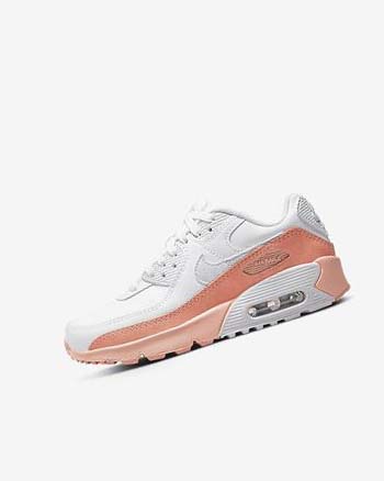 White / Light Girls' Nike Air Max 90 LTR SE Casual Shoes | UK3155