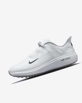 White / Light Grey / Black Women's Nike React Ace Tour Golf Shoes | UK3260