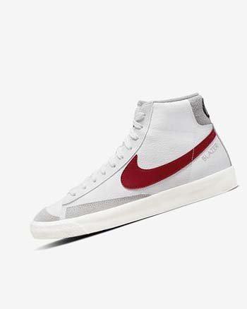 White / Light Grey / Red Men's Nike Blazer Mid '77 Sneakers | UK3131