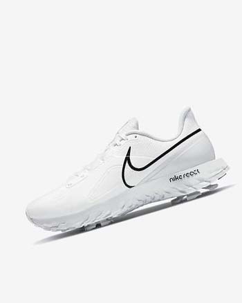 White / Metal Platinum / Black Men's Nike React Infinity Pro Golf Shoes | UK2208