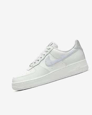 White / Metal Silver / Light Blue Women's Nike Air Force 1 '07 Sneakers | UK1108