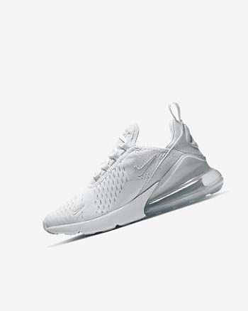 White / Metal Silver / White Boys' Nike Air Max 270 Casual Shoes | UK2579