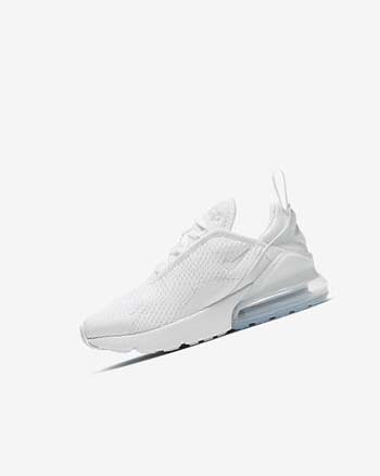 White / Metal Silver / White Boys' Nike Air Max 270 Casual Shoes | UK2898