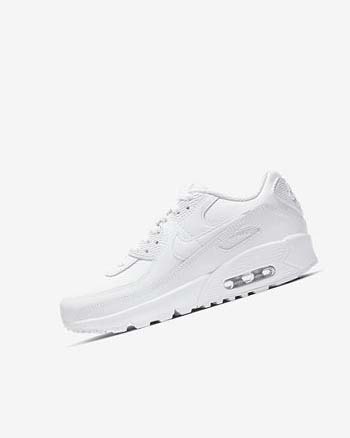 White / Metal Silver / White / White Girls' Nike Air Max 90 LTR Casual Shoes | UK3093