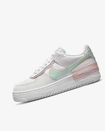 White / Mint / Grey Women's Nike Air Force 1 Shadow Sneakers | UK4859