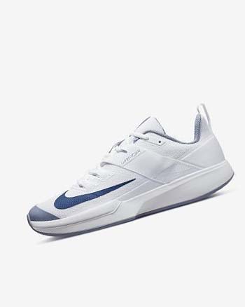 White / Navy Men's Nike Court Vapor Lite Tennis Shoes | UK2390