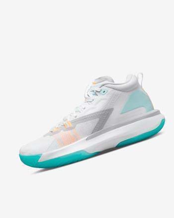 White / Orange / Turquoise Men's Nike Zion 1 Basketball Shoes | UK2683