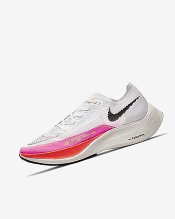 White / Pink / Black Men's Nike ZoomX Vaporfly Next% 2 Running Shoes | UK5287