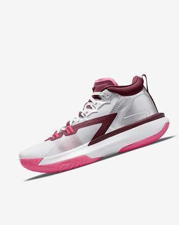 White / Pink / Burgundy Men's Nike Zion 1 Basketball Shoes | UK4692