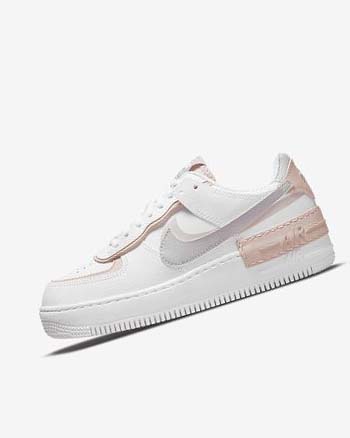 White / Pink / Rose / Grey Women's Nike Air Force 1 Shadow Sneakers | UK5488