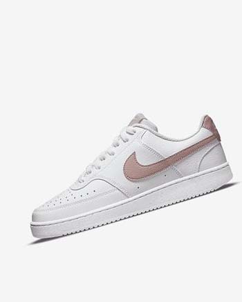 White / Pink Women's Nike Court Vision Low Next Nature Sneakers | UK2537