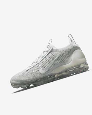 White / Platinum / Metal Silver / White Women's Nike Air VaporMax 2021 FK Sneakers | UK5402