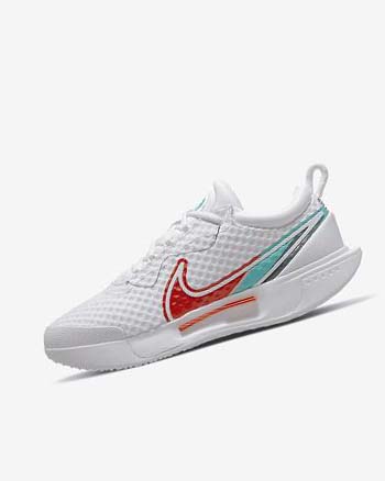 White / Red / Burgundy / Turquoise Women's Nike Court Zoom Pro Tennis Shoes | UK2408