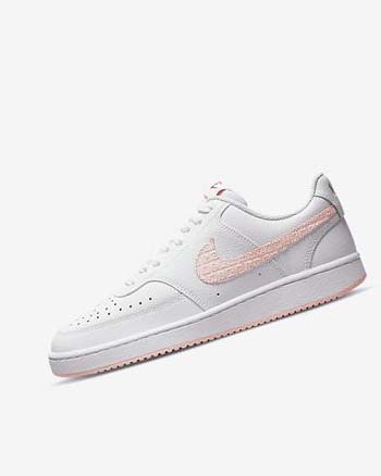 White / Red Women's Nike Court Vision LO Sneakers | UK2998