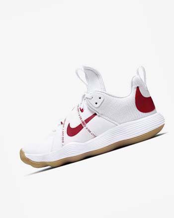 White / Red Women's Nike React HyperSet Volleyball Shoes | UK2338