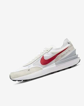 White / Silver / Red Men's Nike Waffle One Sneakers | UK2640