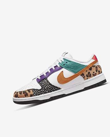 White / Turquoise / Purple / Deep Yellow Women's Nike Dunk Low SE Sneakers | UK1205