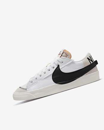 White / White / Black Men's Nike Blazer Low '77 Jumbo Sneakers | UK5019