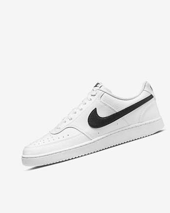 White / White / Black Men's Nike Court Vision Low Next Nature Sneakers | UK5320