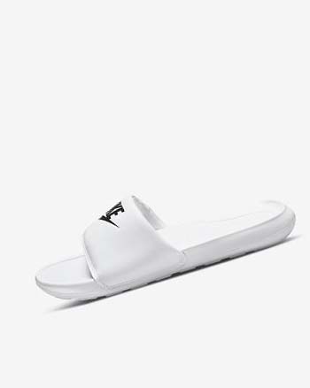 White / White / Black Women's Nike Victori One Slides | UK4760