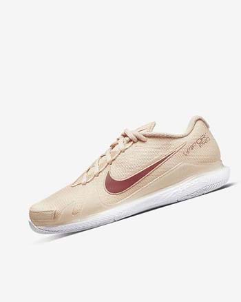 White / White / Coral / Red Women's Nike Court Air Zoom Vapor Pro Tennis Shoes | UK5221