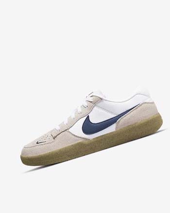 White / White / Light Brown / Navy Women's Nike SB Force 58 Skate Shoes | UK5178