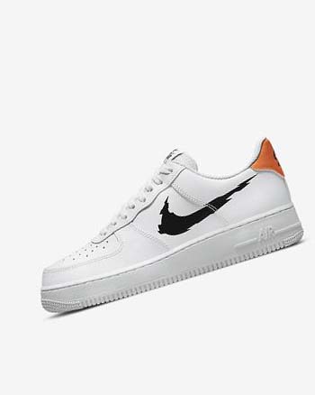 White / White / Orange / Black Men's Nike Air Force 1 '07 Sneakers | UK2423