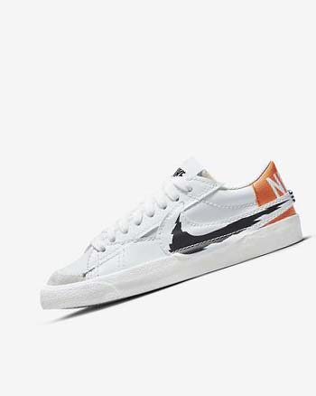 White / White / Orange / Black Men's Nike Blazer Low '77 Jumbo Sneakers | UK5209