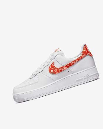 White / White / Orange Women's Nike Air Force 1 '07 Sneakers | UK4757