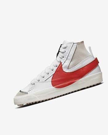 White / White / Red Men's Nike Blazer Mid '77 Jumbo Sneakers | UK1142