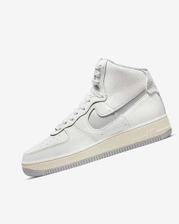 White / White / Silver Women's Nike Air Force 1 Sculpt Sneakers | UK1106