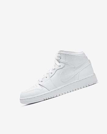 White / White / White Boys' Nike Air Jordan 1 Mid Sneakers | UK3134