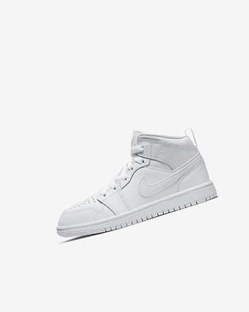 White / White / White Boys' Nike Jordan 1 Mid Shoes | UK2747