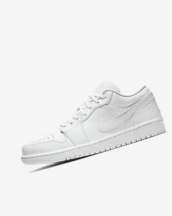 White / White / White Men's Nike Air Jordan 1 Low Sneakers | UK5256