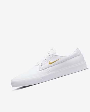 White / White / White / Metal Gold Women's Nike SB Shane PRM Skate Shoes | UK4694