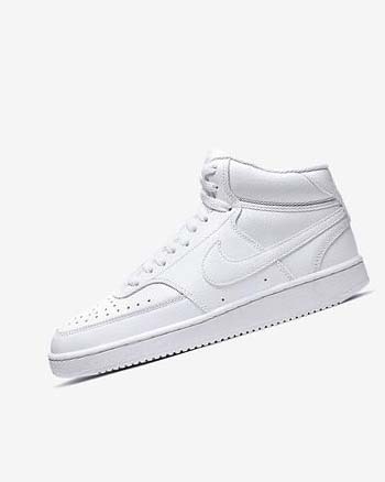 White / White / White Women's Nike Court Vision Mid Sneakers | UK5591