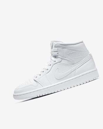 White / White Women's Nike Air Jordan 1 Mid Sneakers | UK4874